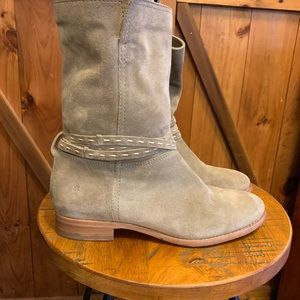 Frye Cara Pickstitch Ash Suede Boots